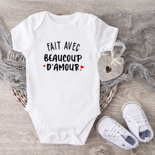 Cache-couche pour bébé - Annonce Grossesse/Naissance - Fait avec beaucoup d'amour (v5)