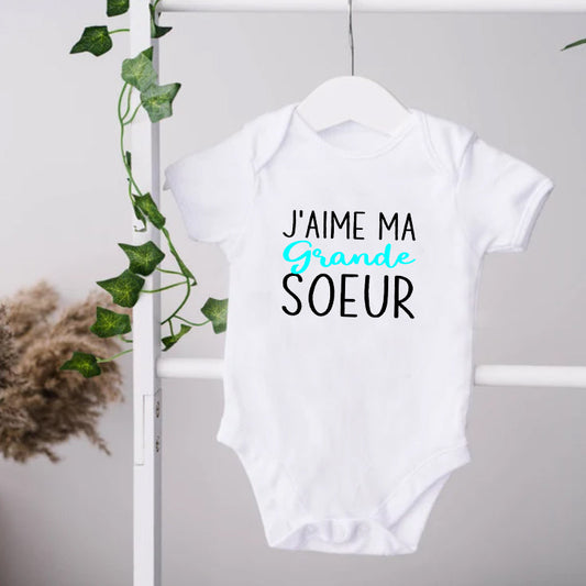 Cache-couche pour bébé - J'aime ma grande soeur ! v4