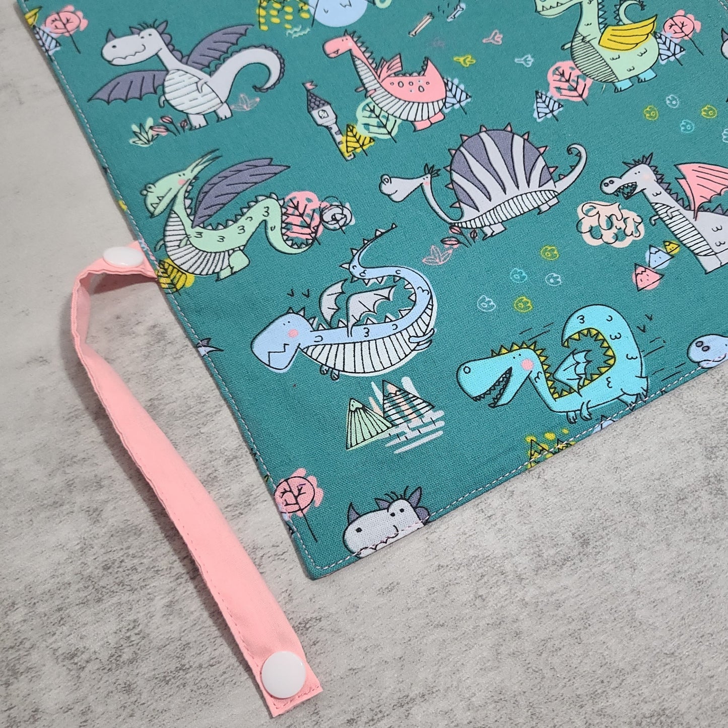 Napperon personnalise (Couleur d'impression au choix) - Animaux - Dragons - Pochette rose pâle