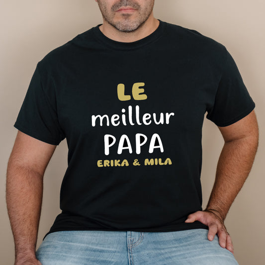 T-shirt HOMME à col rond - Le meilleur papa - NOMS ENFANTS - v19
