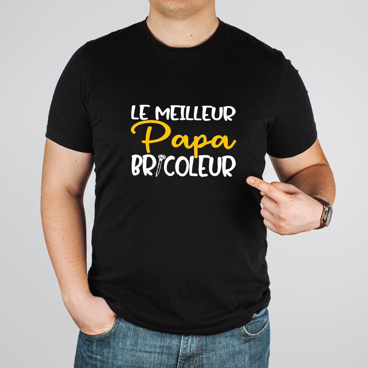 T-shirt HOMME à col rond - Meilleur papa bricoleur au monde