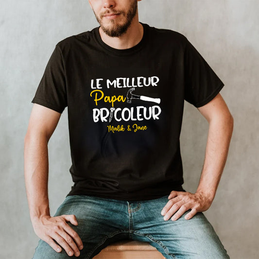 T-shirt HOMME à col rond - Meilleur papa bricoleur au monde - NOMS ENFANTS - v6