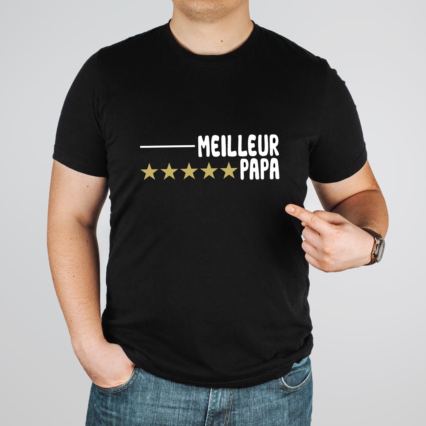 T-shirt HOMME à col rond - Meilleur papa - v21