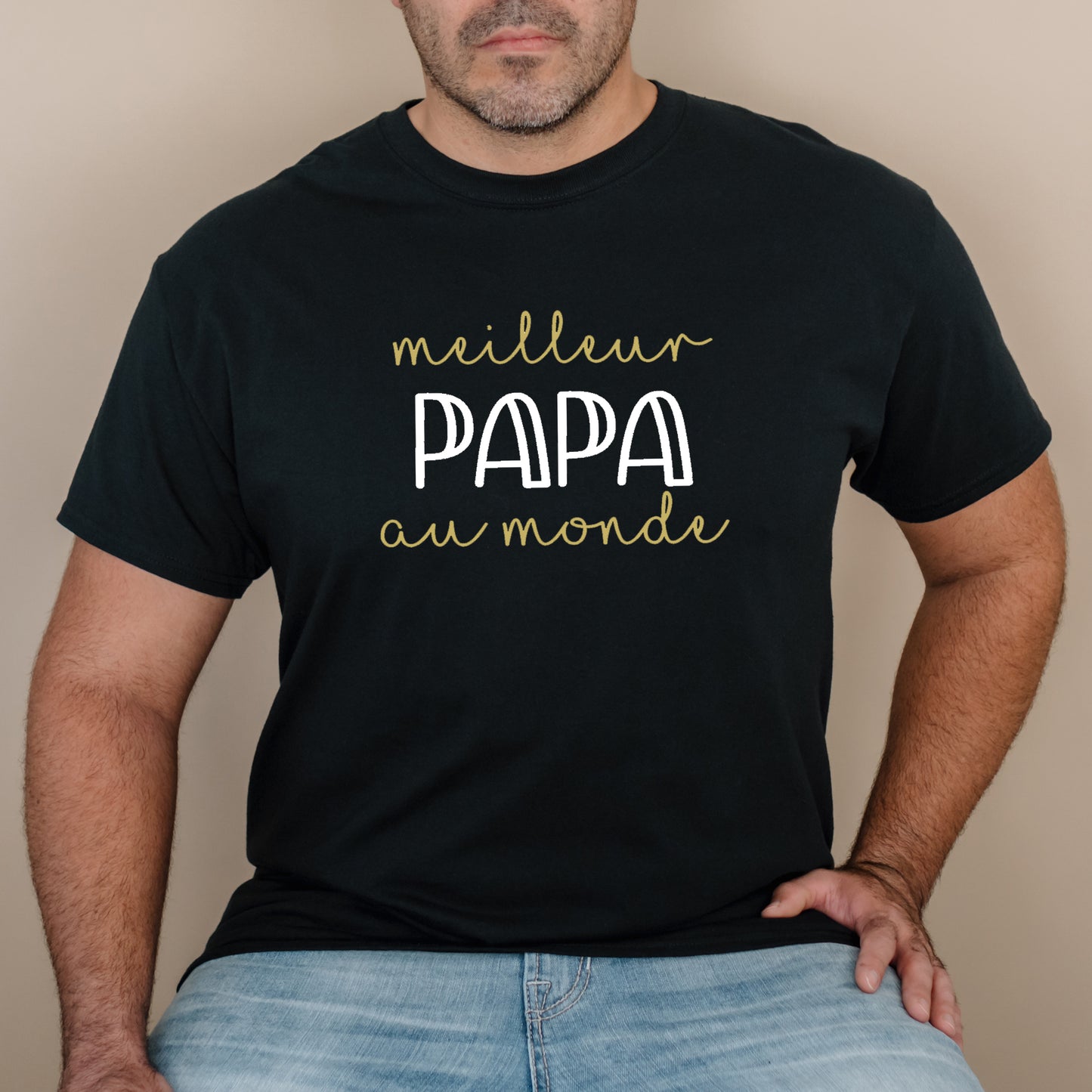 T-shirt HOMME à col rond - Meilleur papa au monde - v1