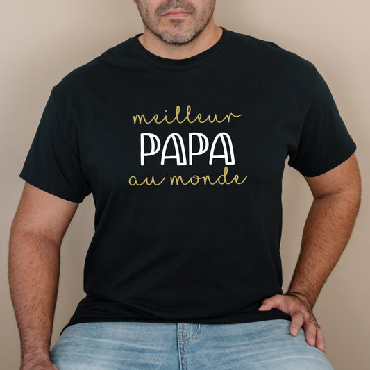 T-shirt HOMME à col rond - Meilleur papa au monde - v1