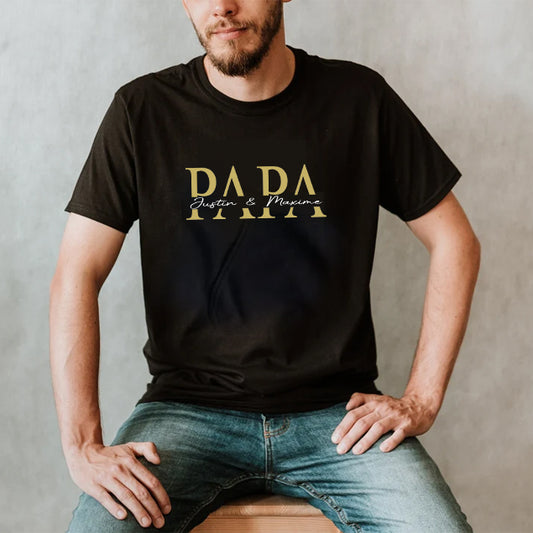 T-shirt HOMME à col rond - PAPA - NOMS ENFANTS - v2