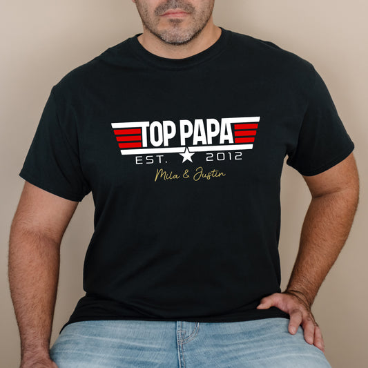 T-shirt HOMME à col rond - TOP PAPA - NOMS ENFANTS - v4